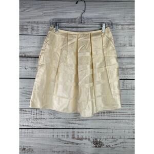 Adam Lippes 100% Silk Cream Pleated Mini Skirt 2 Career Business Formal Preppy